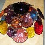 Hand blown glass chandelier