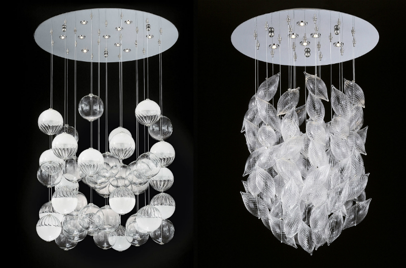 Light Sculptures – design the light with handmade blown Murano glass bubbles and grains